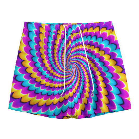 Spiral Colors Moving Optical Illusion Mesh Shorts