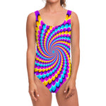 Spiral Colors Moving Optical Illusion One Piece Swimsuit