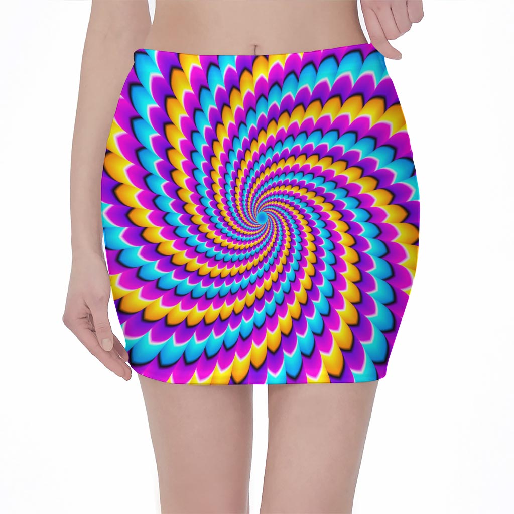 Spiral Colors Moving Optical Illusion Pencil Mini Skirt