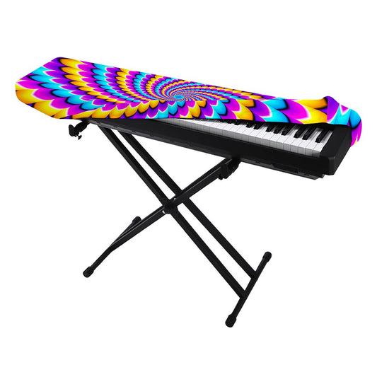 Spiral Colors Moving Optical Illusion Piano Keyboard Cover