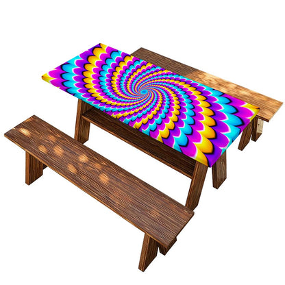 Spiral Colors Moving Optical Illusion Picnic Table Cover