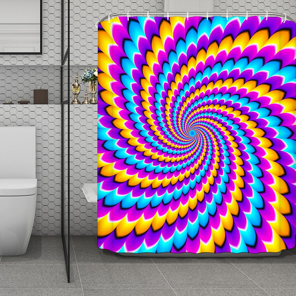 Spiral Colors Moving Optical Illusion Polyester Shower Curtain