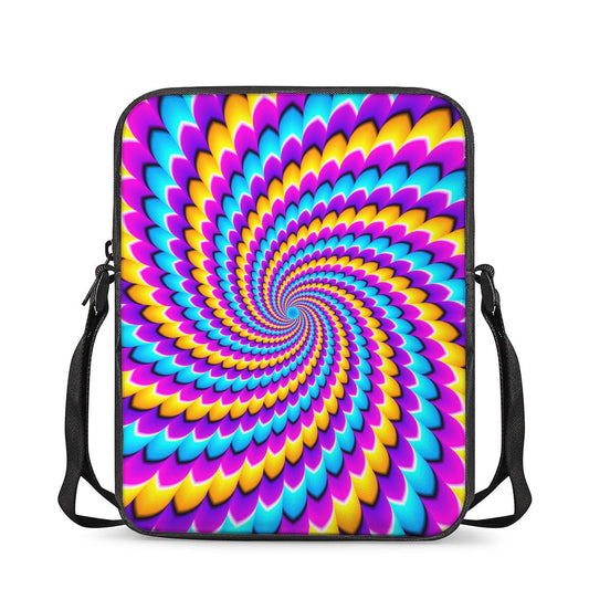 Spiral Colors Moving Optical Illusion Rectangular Crossbody Bag