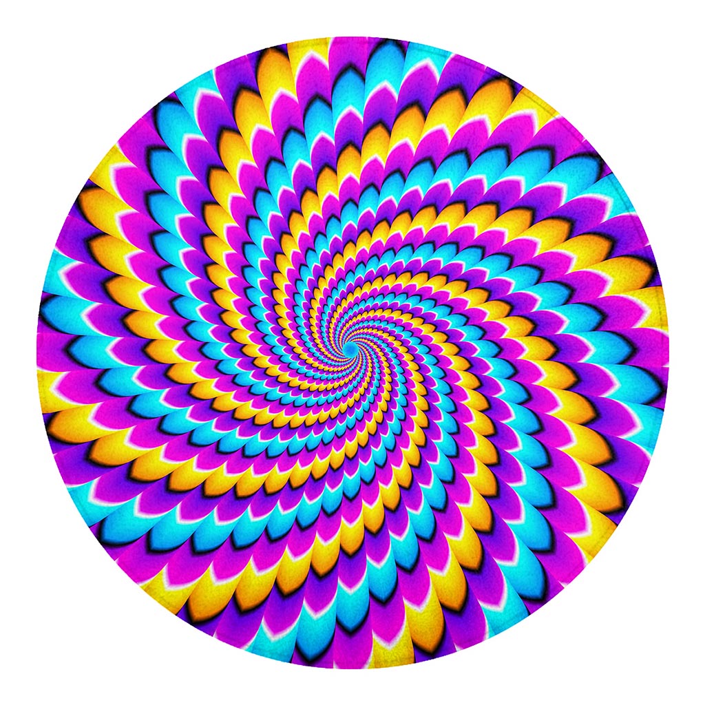 Spiral Colors Moving Optical Illusion Round Blanket