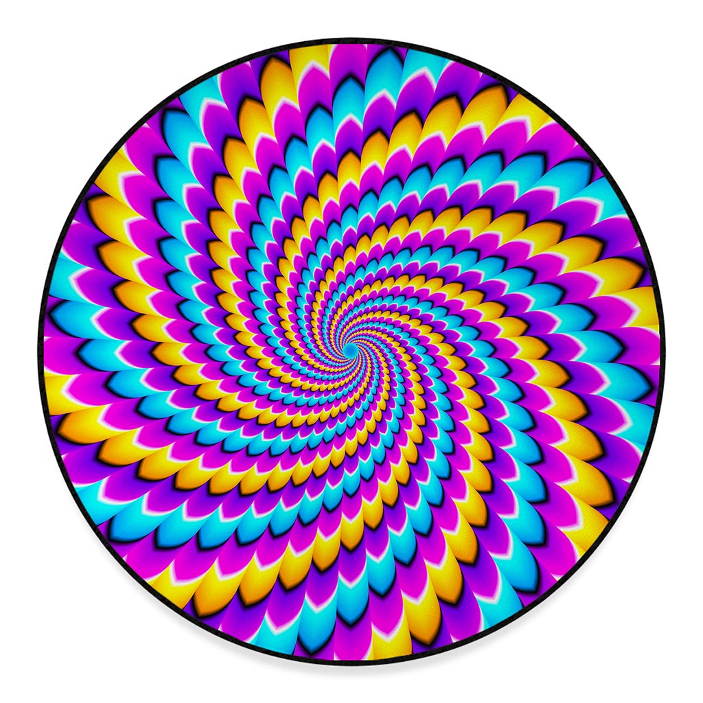 Spiral Colors Moving Optical Illusion Round Floor Mat