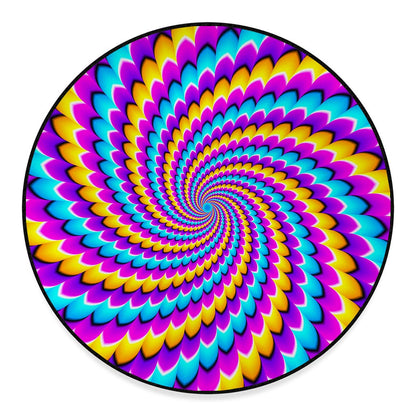 Spiral Colors Moving Optical Illusion Round Floor Mat