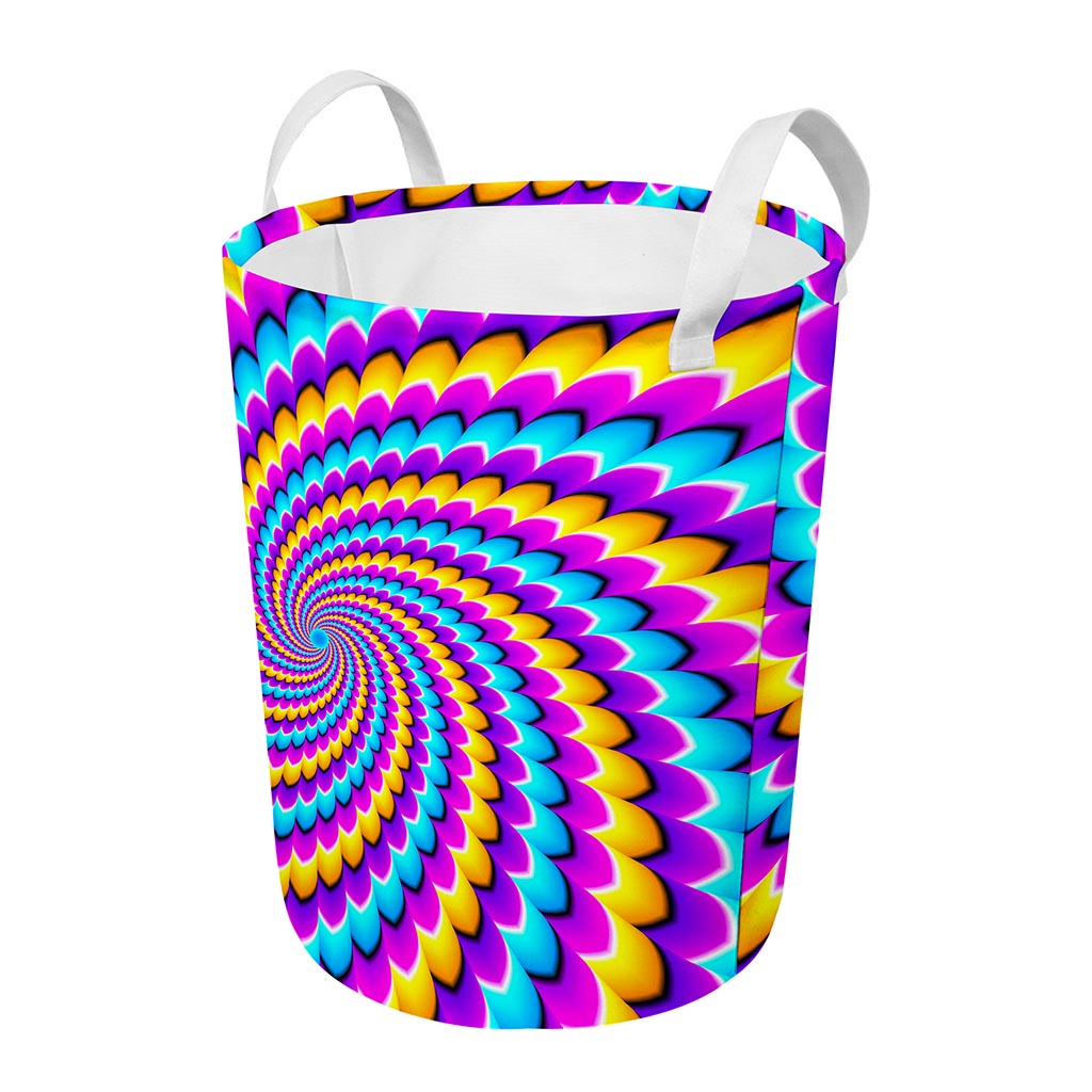 Spiral Colors Moving Optical Illusion Round Laundry Basket