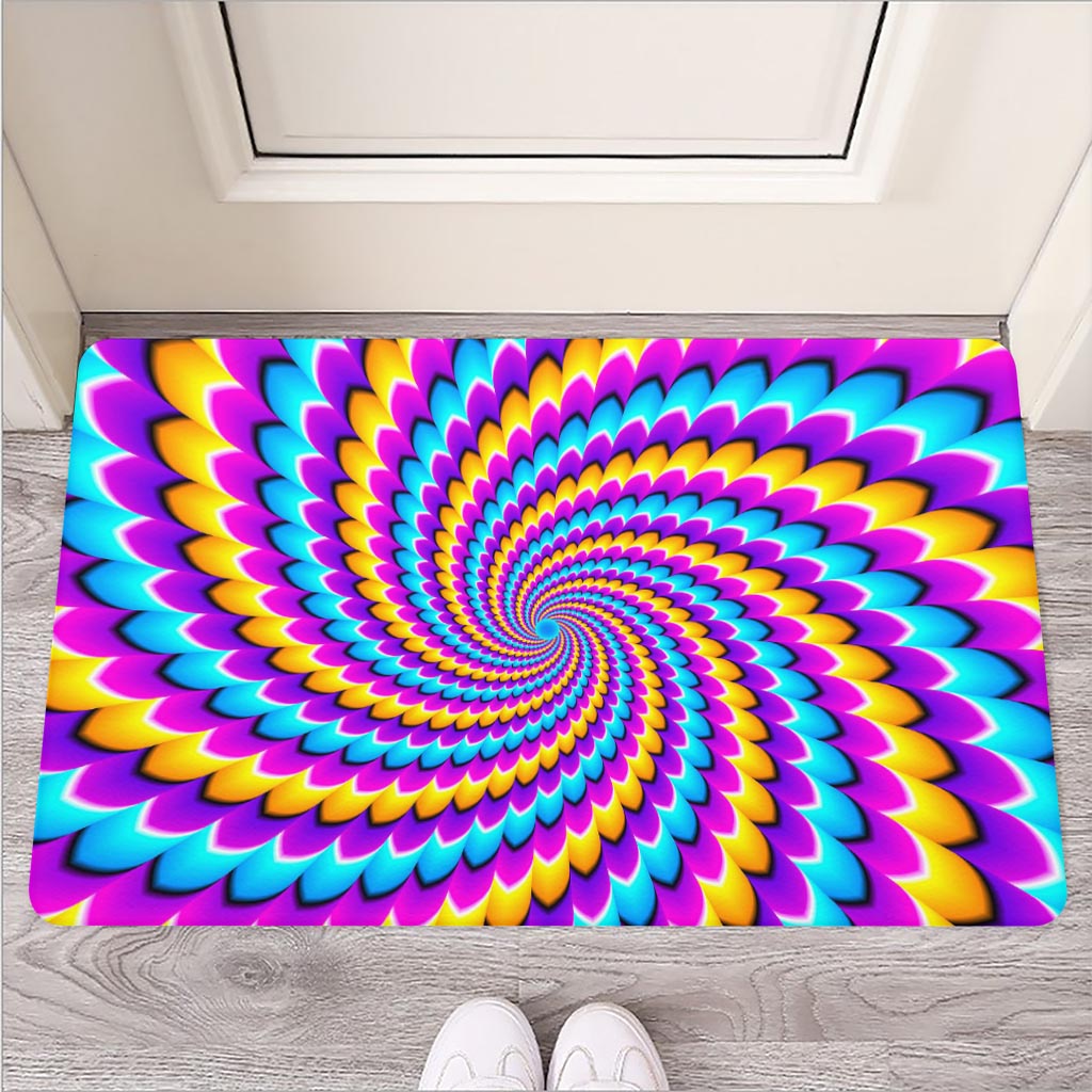 Spiral Colors Moving Optical Illusion Rubber Doormat