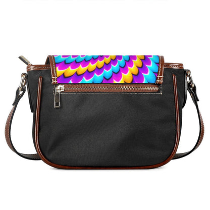 Spiral Colors Moving Optical Illusion Saddle Bag