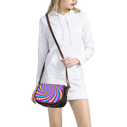 Spiral Colors Moving Optical Illusion Saddle Bag