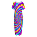 Spiral Colors Moving Optical Illusion Short Sleeve Long Nightdress