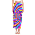 Spiral Colors Moving Optical Illusion Side Slit Maxi Skirt