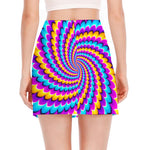 Spiral Colors Moving Optical Illusion Side Slit Mini Skirt