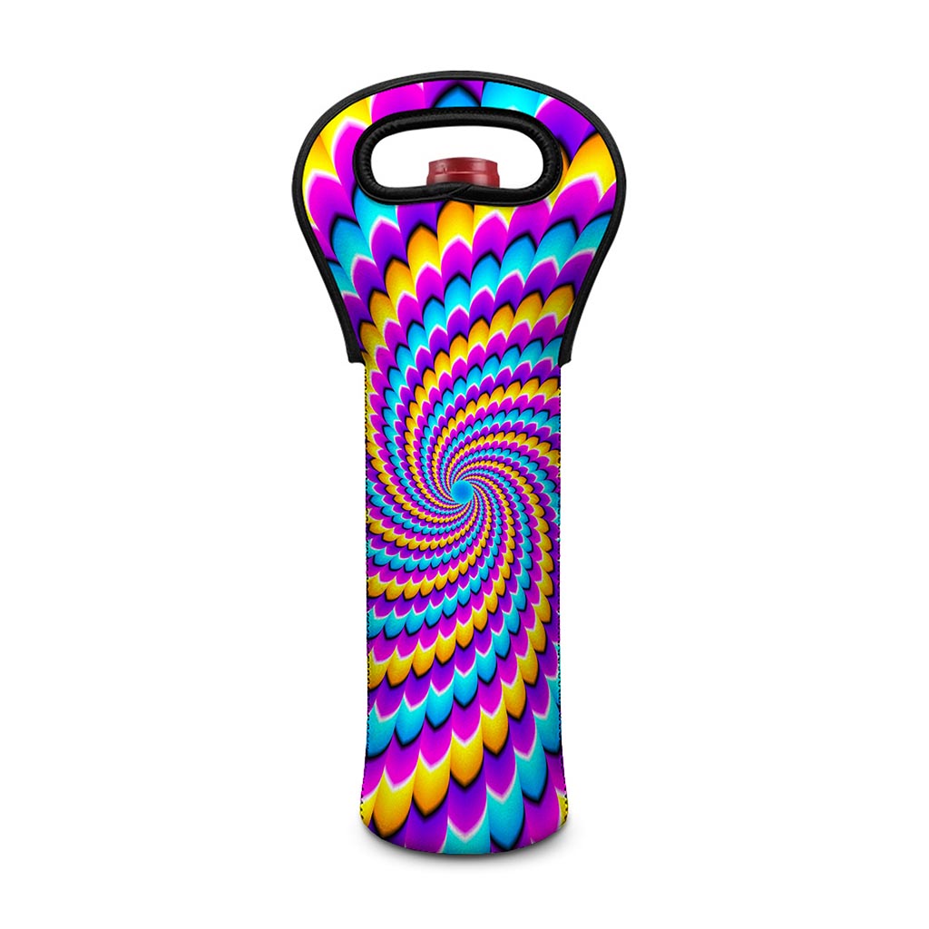Spiral Colors Moving Optical Illusion Single Neoprene Wine Tote