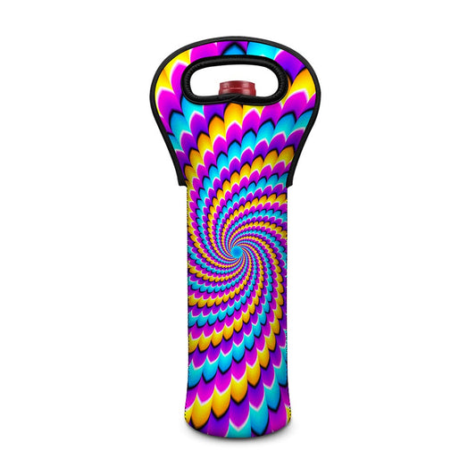 Spiral Colors Moving Optical Illusion Single Neoprene Wine Tote
