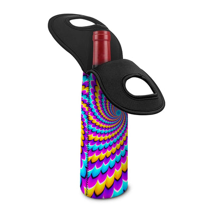 Spiral Colors Moving Optical Illusion Single Neoprene Wine Tote