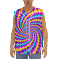 Spiral Colors Moving Optical Illusion Sleeveless Baseball Jersey