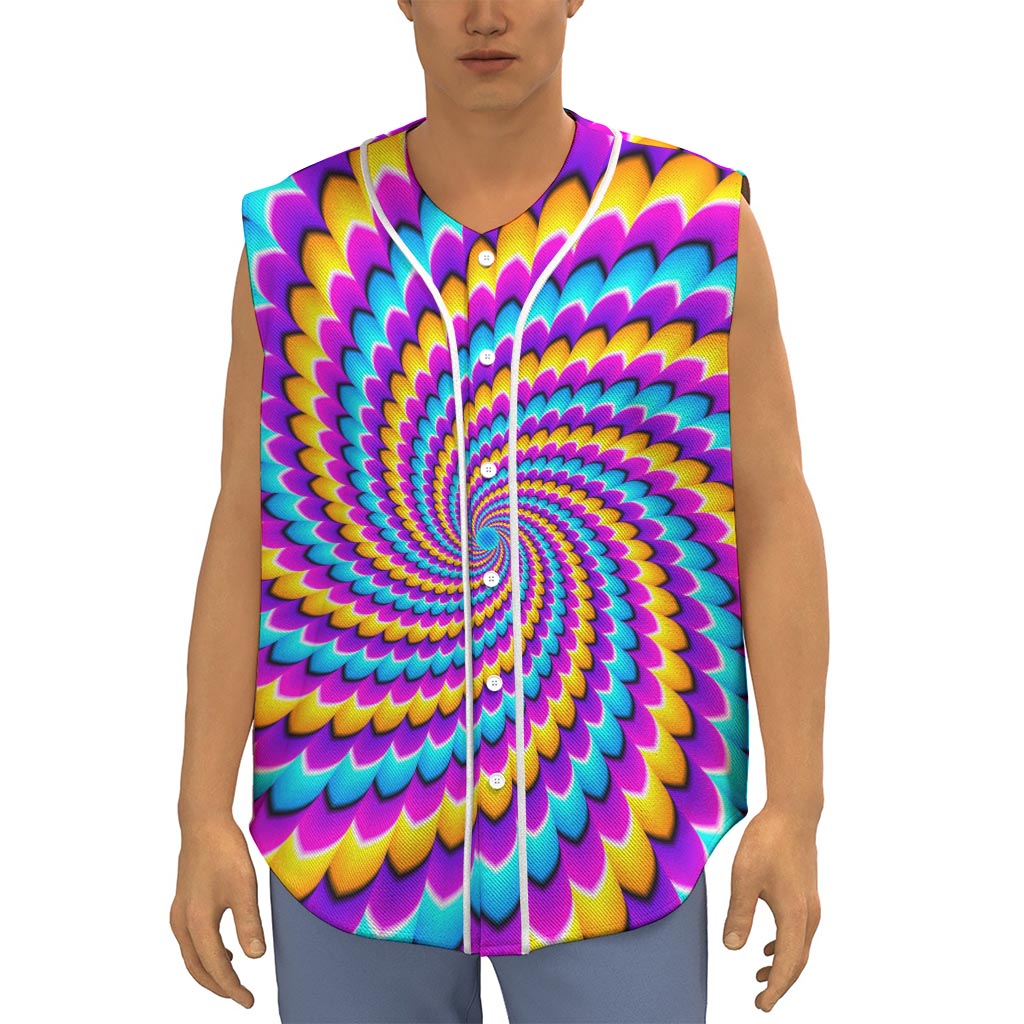 Spiral Colors Moving Optical Illusion Sleeveless Baseball Jersey