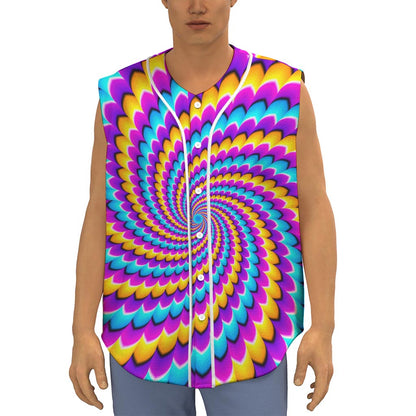 Spiral Colors Moving Optical Illusion Sleeveless Baseball Jersey