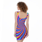 Spiral Colors Moving Optical Illusion Sleeveless Bodycon Dress
