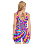 Spiral Colors Moving Optical Illusion Sleeveless One Piece Swimsuit