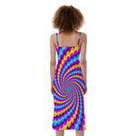 Spiral Colors Moving Optical Illusion Slim Fit Midi Cami Dress