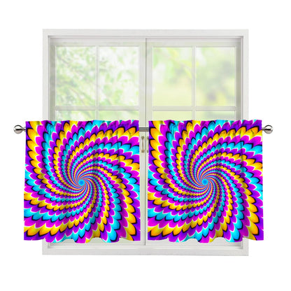 Spiral Colors Moving Optical Illusion Tier Curtains
