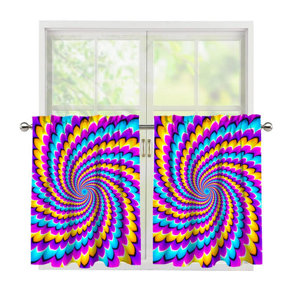 Spiral Colors Moving Optical Illusion Tier Curtains