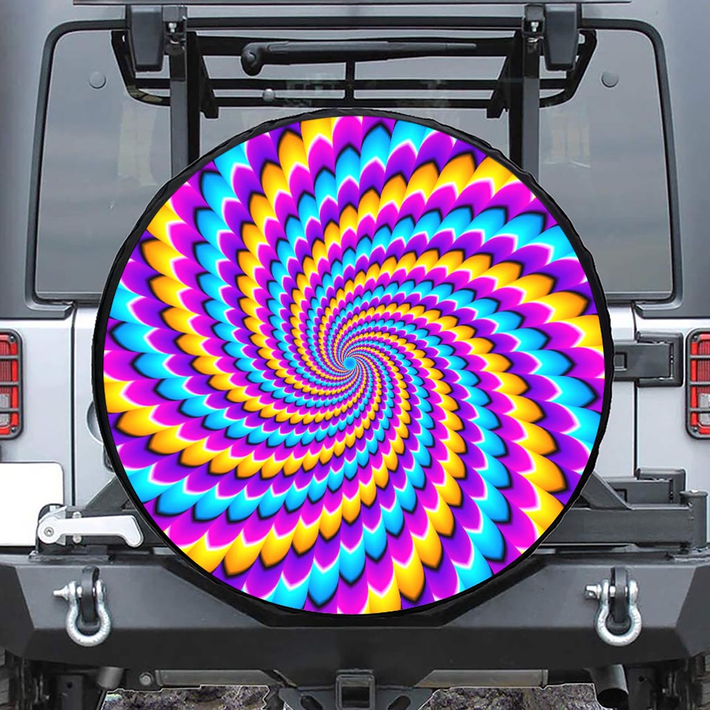 Spiral Colors Moving Optical Illusion Tire Cover