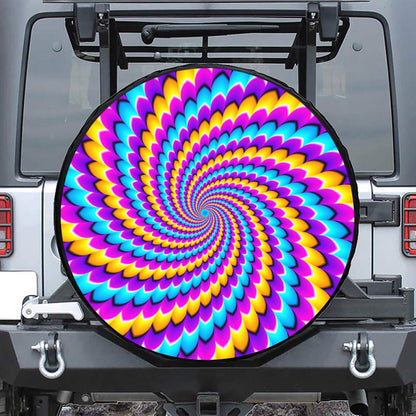 Spiral Colors Moving Optical Illusion Tire Cover