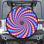 Spiral Colors Moving Optical Illusion Tire Cover With Camera Hole