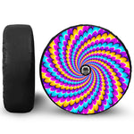 Spiral Colors Moving Optical Illusion Tire Cover With Camera Hole
