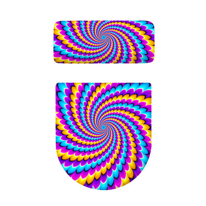Spiral Colors Moving Optical Illusion Toilet Lid And Tank Cover Set