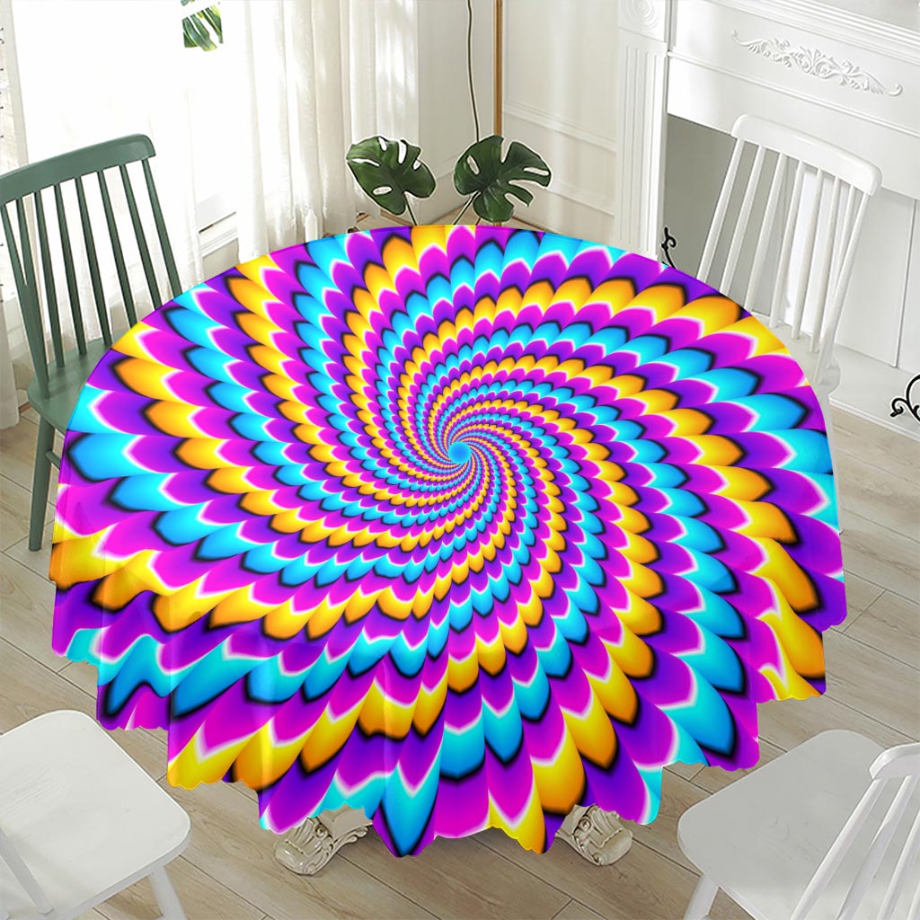Spiral Colors Moving Optical Illusion Waterproof Round Tablecloth