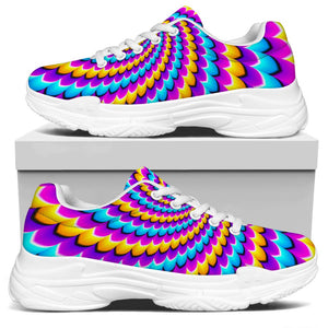 Spiral Colors Moving Optical Illusion White Chunky Shoes