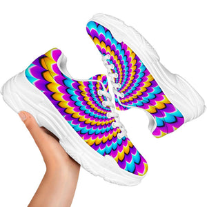 Spiral Colors Moving Optical Illusion White Chunky Shoes