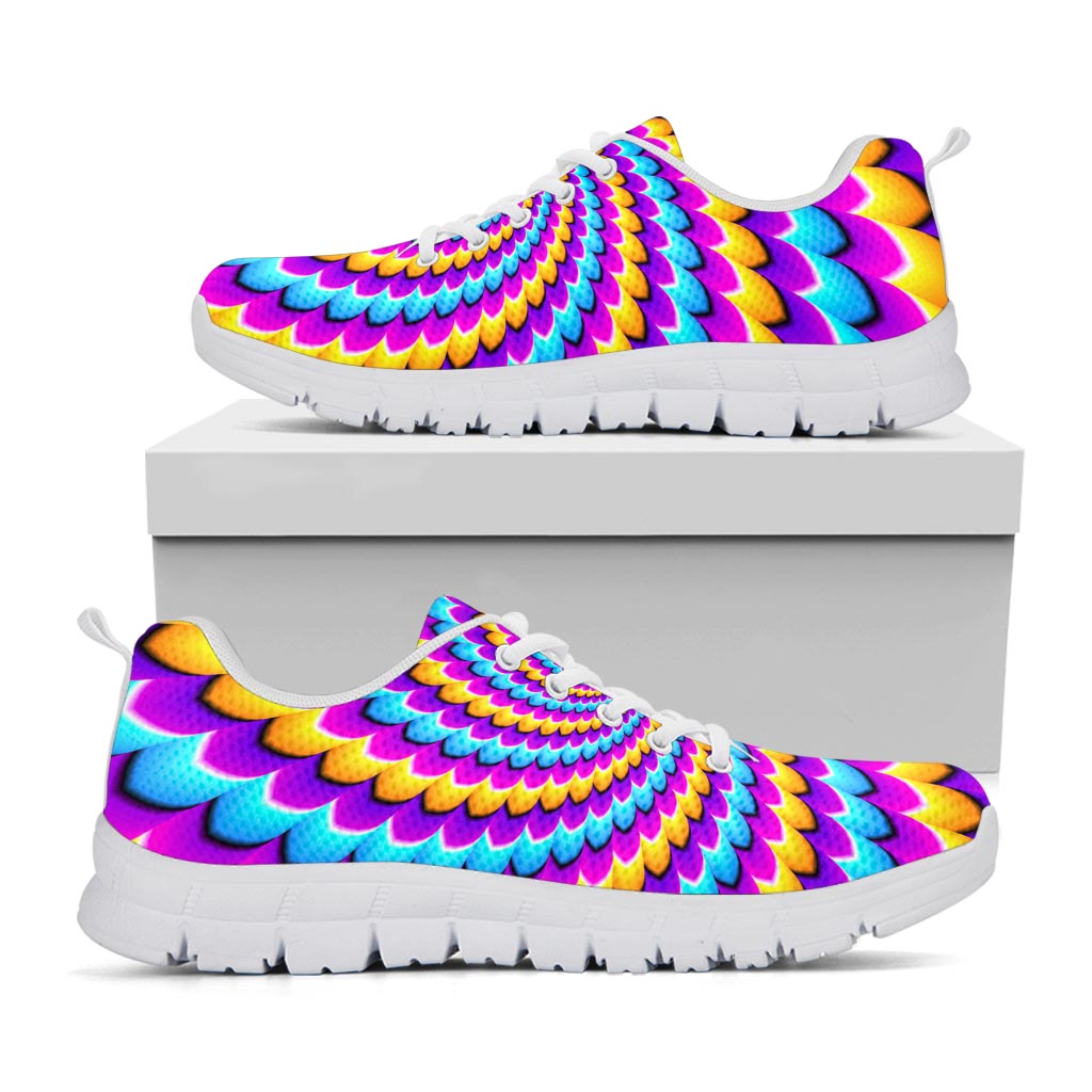 Spiral Colors Moving Optical Illusion White Running Shoes