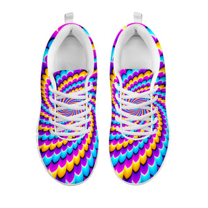 Spiral Colors Moving Optical Illusion White Running Shoes
