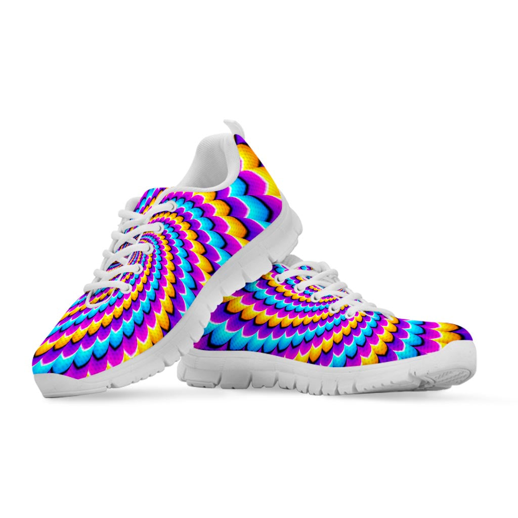 Spiral Colors Moving Optical Illusion White Running Shoes