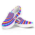 Spiral Colors Moving Optical Illusion White Slip On Sneakers