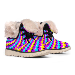 Spiral Colors Moving Optical Illusion Winter Boots