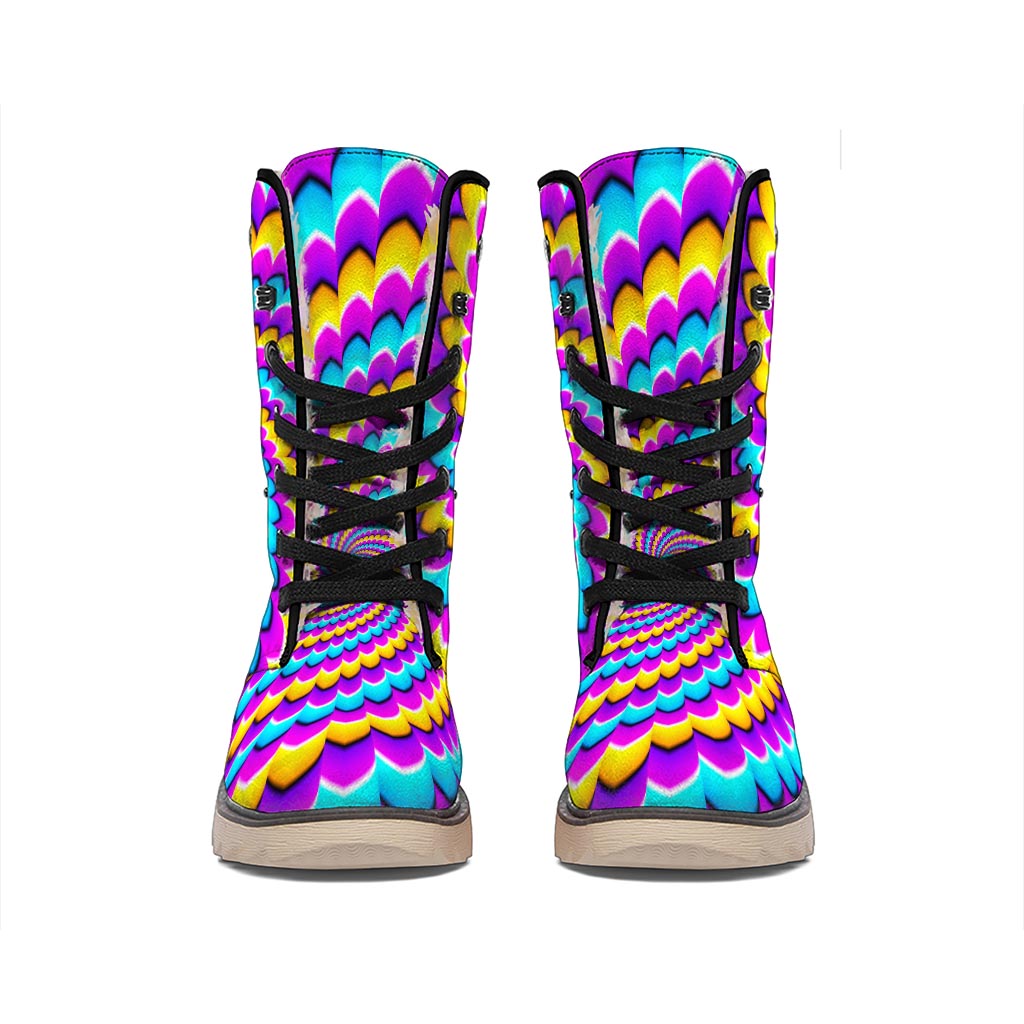 Spiral Colors Moving Optical Illusion Winter Boots