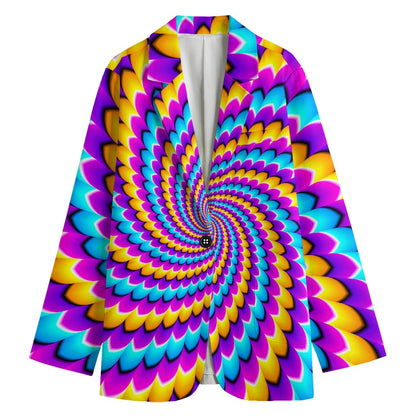 Spiral Colors Moving Optical Illusion Women's Cotton Blazer
