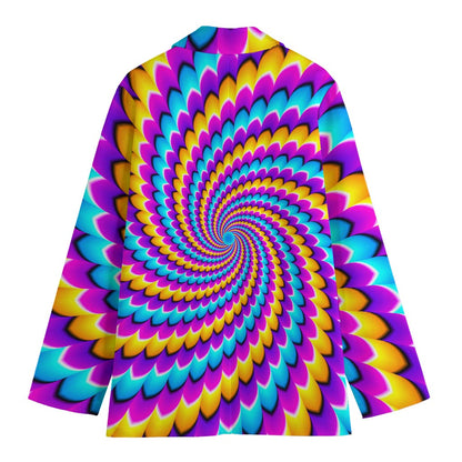 Spiral Colors Moving Optical Illusion Women's Cotton Blazer