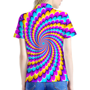 Spiral Colors Moving Optical Illusion Women's Polo Shirt