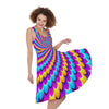 Spiral Colors Moving Optical Illusion Women's Sleeveless Dress