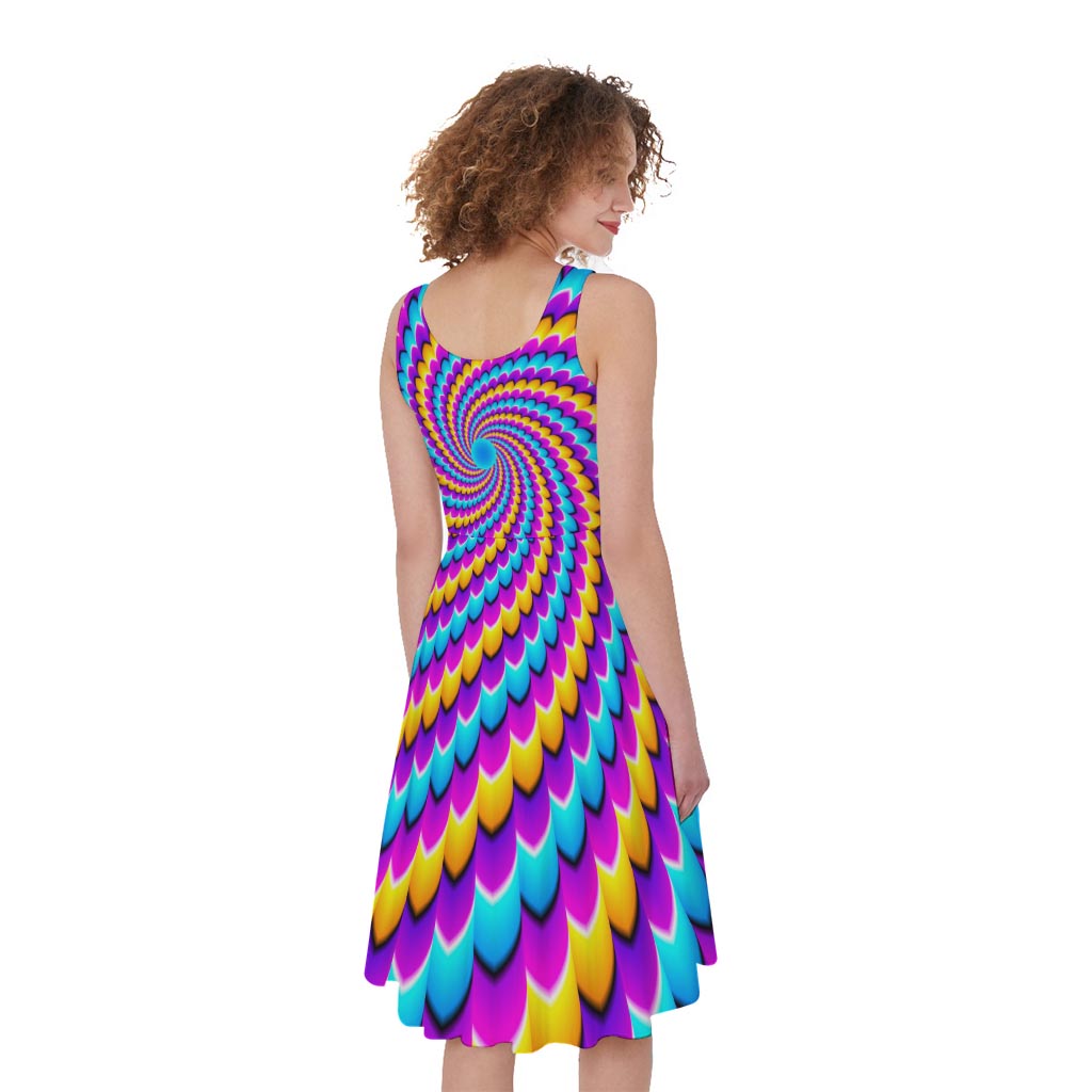 Spiral Colors Moving Optical Illusion Women's Sleeveless Dress