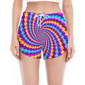 Spiral Colors Moving Optical Illusion Women's Split Running Shorts
