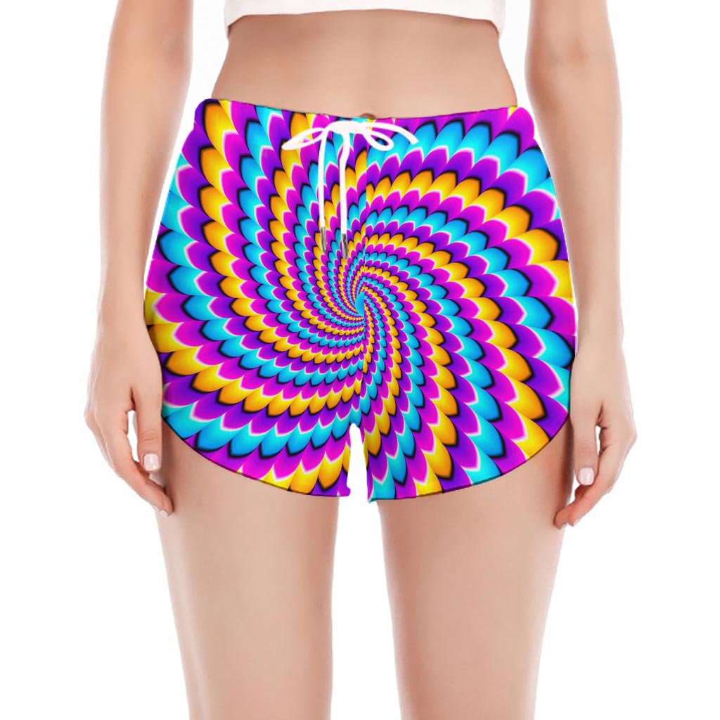Spiral Colors Moving Optical Illusion Women's Split Running Shorts