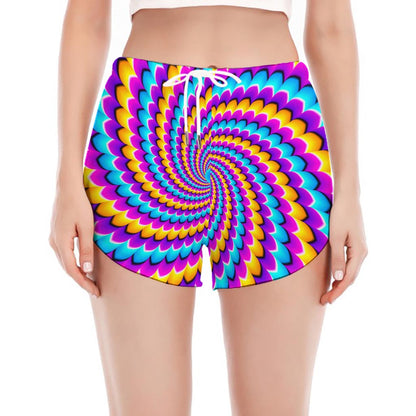 Spiral Colors Moving Optical Illusion Women's Split Running Shorts